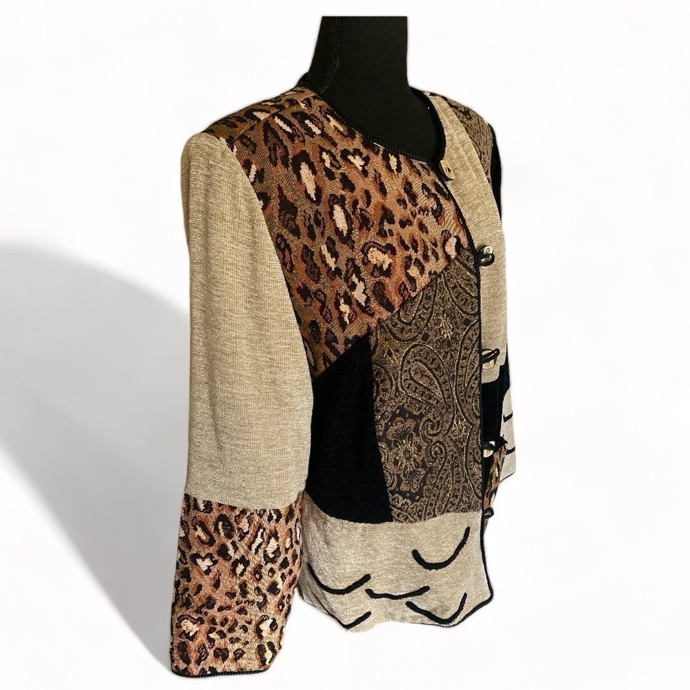 Indigo Moon Patchwork Animal Print Embroidered Ja… - image 4